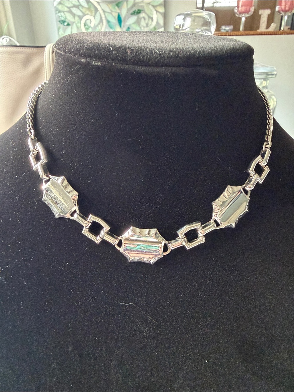 Silver-Tone Linked Shield Necklace - Women Jewelry